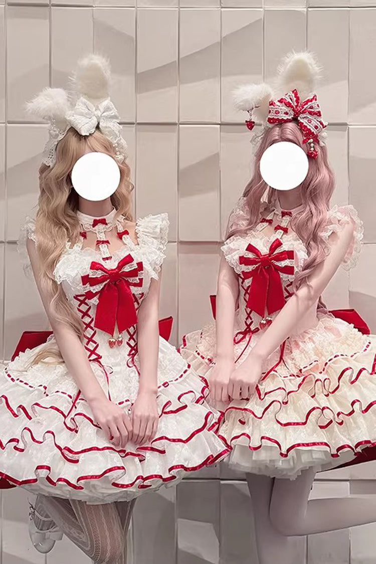 Lolita Dress - Cupid Strawberry, 2 Colors, Sweet Style, Ballet-Inspired Style, Bow Detail - additional product view 4