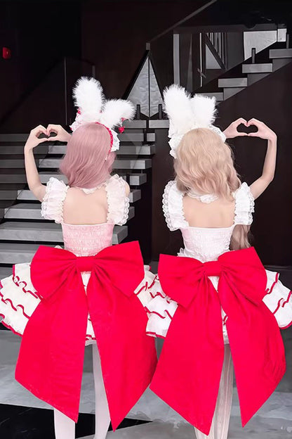 Lolita Dress - Cupid Strawberry, 2 Colors, Sweet Style, Ballet-Inspired Style, Bow Detail - additional product view 6