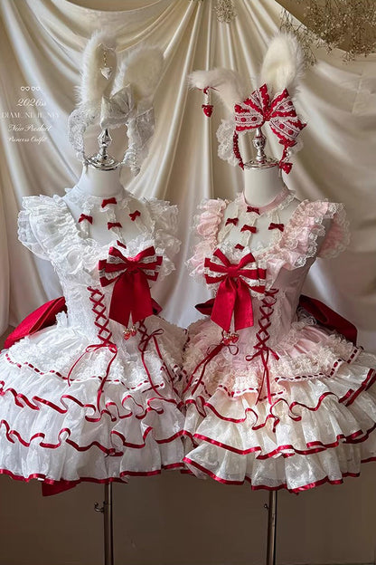 Lolita Dress - Cupid Strawberry, 2 Colors, Sweet Style, Ballet-Inspired Style, Bow Detail - main product image