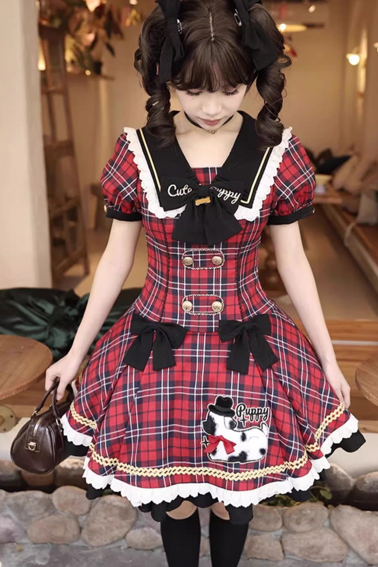 Lolita Dress - Dalmatian, Red, Printed, Sweet Style, Bow Detail - additional product view 3
