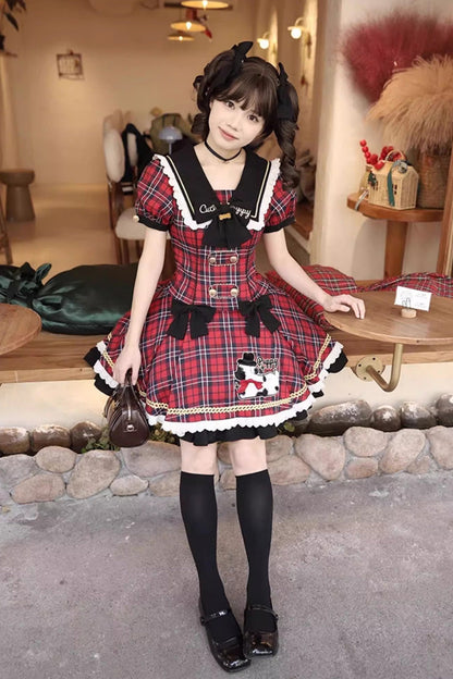 Lolita Dress - Dalmatian, Red, Printed, Sweet Style, Bow Detail - additional product view 4