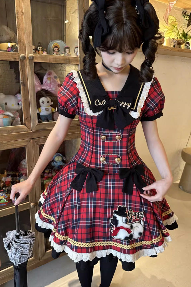 Lolita Dress - Dalmatian, Red, Printed, Sweet Style, Bow Detail - additional product view 6