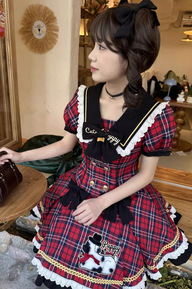 Lolita Dress - Dalmatian, Red, Printed, Sweet Style, Bow Detail - additional product view 7