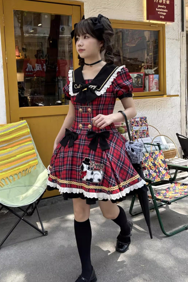 Lolita Dress - Dalmatian, Red, Printed, Sweet Style, Bow Detail - additional product view 8