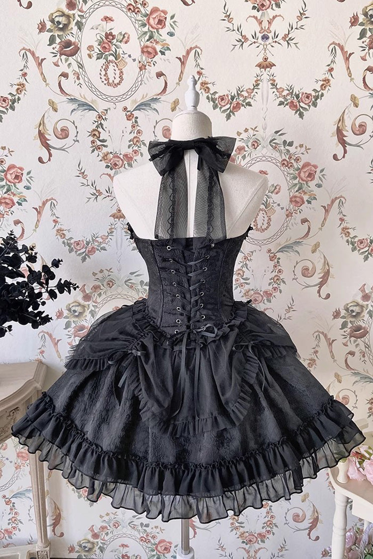 Lolita Dress - Dark Black Tube Top, Black, Gothic Style, Ruffled, Layered - additional product view 3