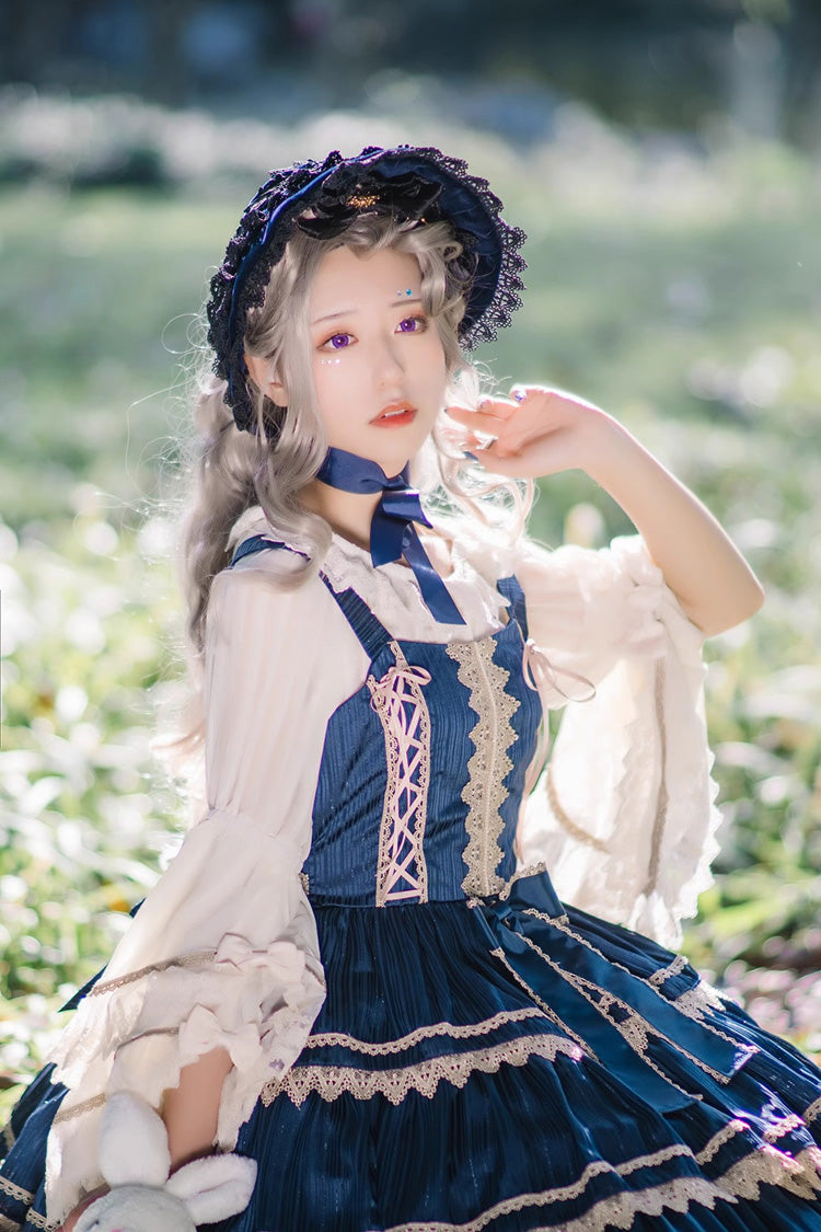 Lolita Dress - Dark Blue Three-section Cake, Blue, Layered, Sweet Style - additional product view 3