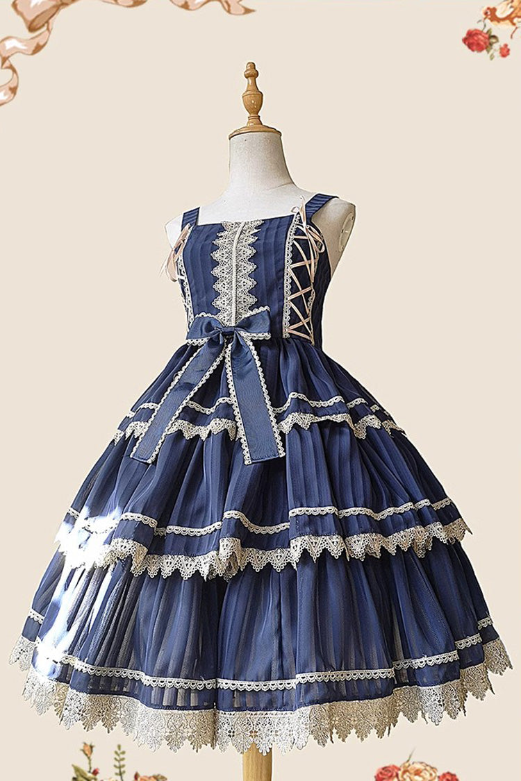 Lolita Dress - Dark Blue Three-section Cake, Blue, Layered, Sweet Style - additional product view 5
