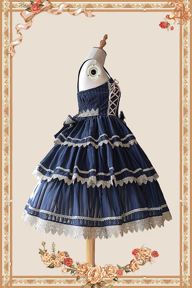 Lolita Dress - Dark Blue Three-section Cake, Blue, Layered, Sweet Style - additional product view 6