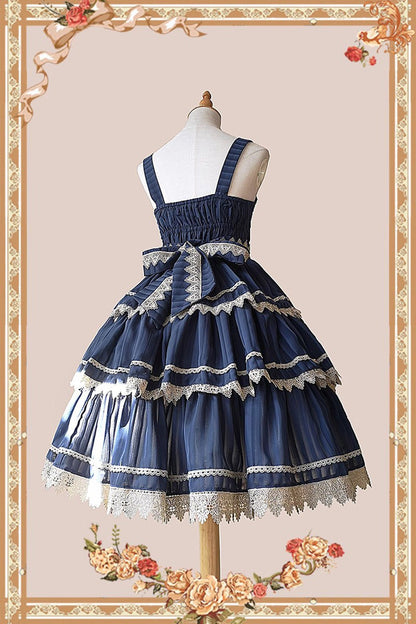 Lolita Dress - Dark Blue Three-section Cake, Blue, Layered, Sweet Style - additional product view 7