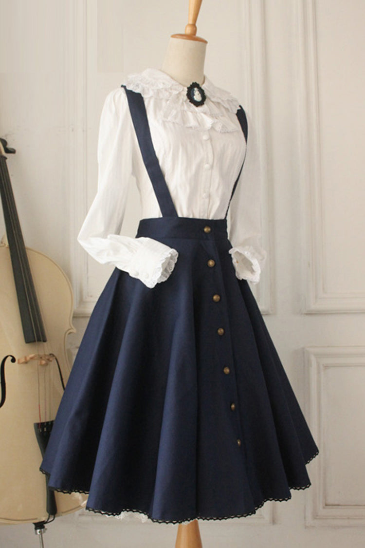 Lolita Dress - Dark Blue Vintage Single, Blue, Classic Style, Ruffled - additional product view 2