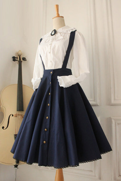 Lolita Dress - Dark Blue Vintage Single, Blue, Classic Style, Ruffled - additional product view 3