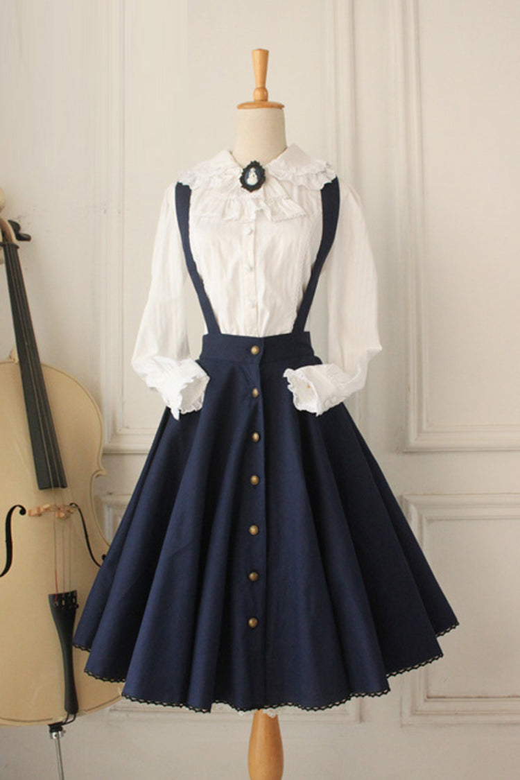 Lolita Dress - Dark Blue Vintage Single, Blue, Classic Style, Ruffled - main product image