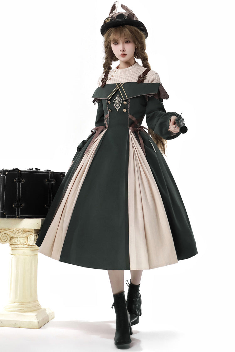 Lolita Dress - Dark Green, Green, Bow Detail, Ruffled, Embroidered - additional product view 4