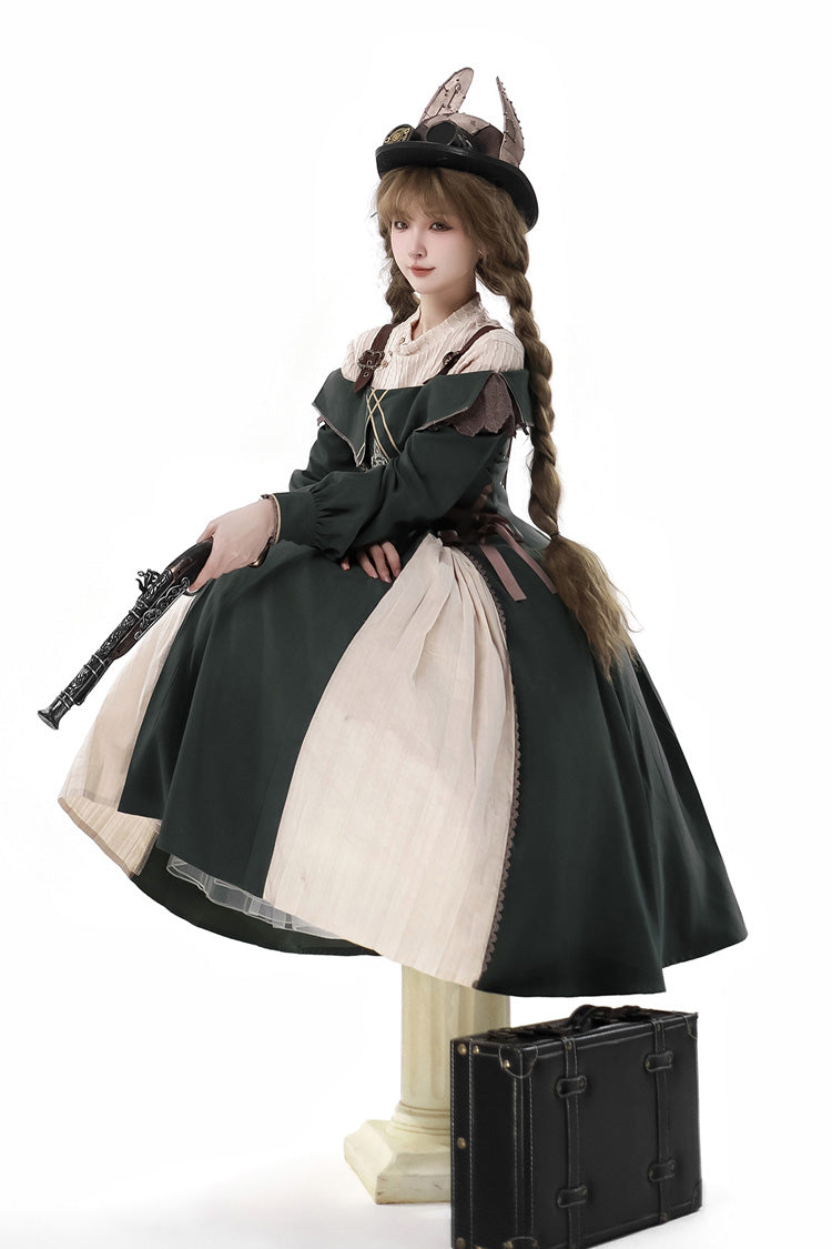 Lolita Dress - Dark Green, Green, Bow Detail, Ruffled, Embroidered - additional product view 5