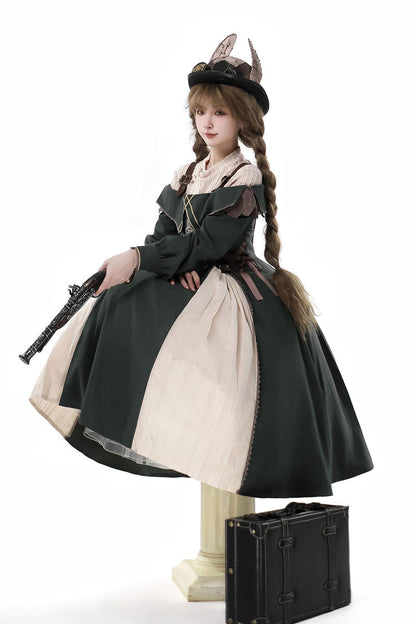 Lolita Dress - Dark Green, Green, Bow Detail, Ruffled, Embroidered - additional product view 5