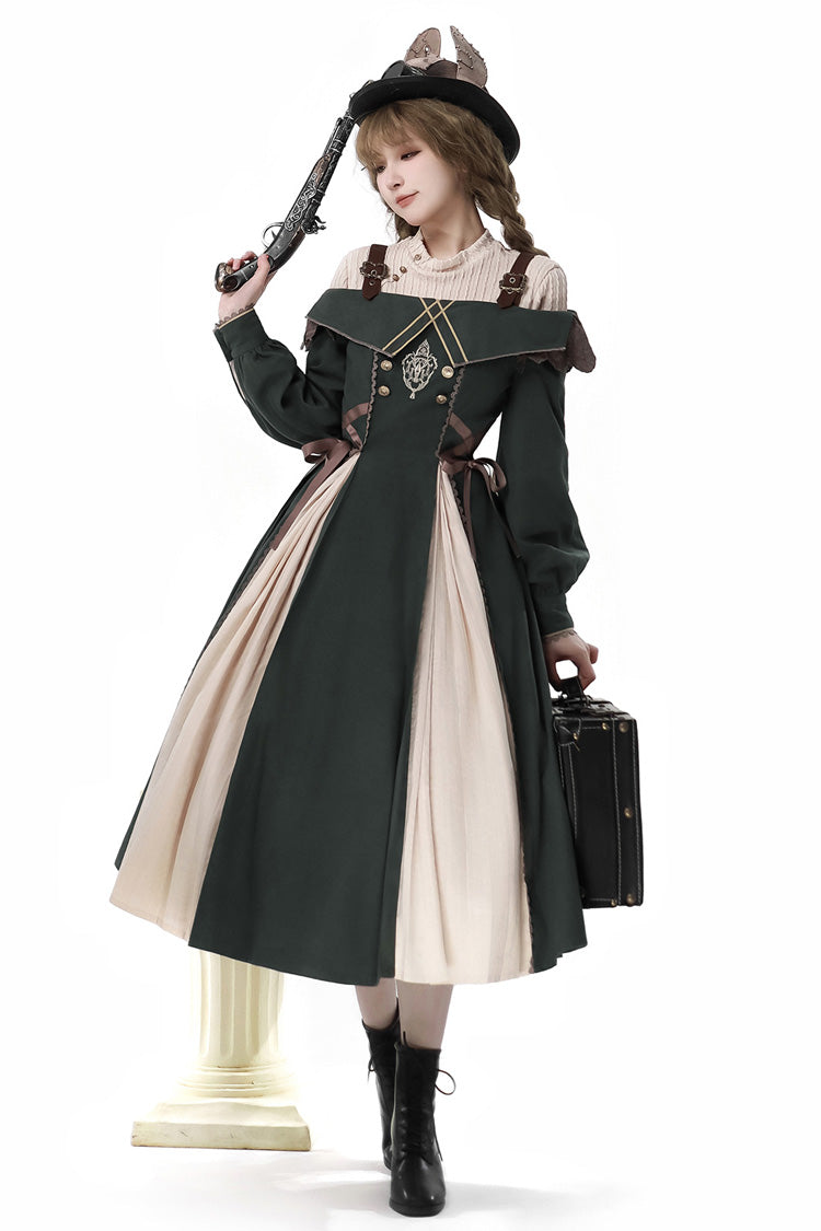 Lolita Dress - Dark Green, Green, Bow Detail, Ruffled, Embroidered - additional product view 6