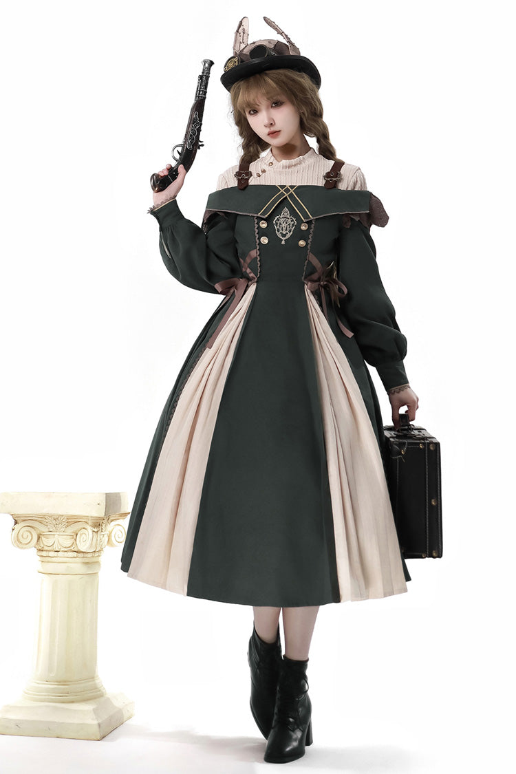 Lolita Dress - Dark Green, Green, Bow Detail, Ruffled, Embroidered - additional product view 7