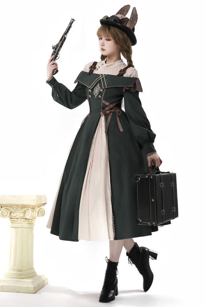 Lolita Dress - Dark Green, Green, Bow Detail, Ruffled, Embroidered - additional product view 8
