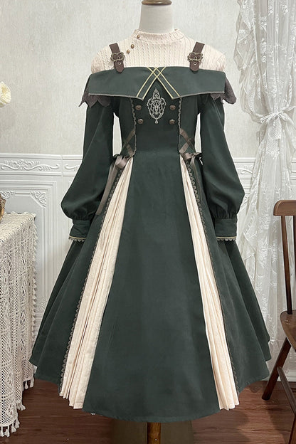 Lolita Dress - Dark Green, Green, Bow Detail, Ruffled, Embroidered - additional product view 10