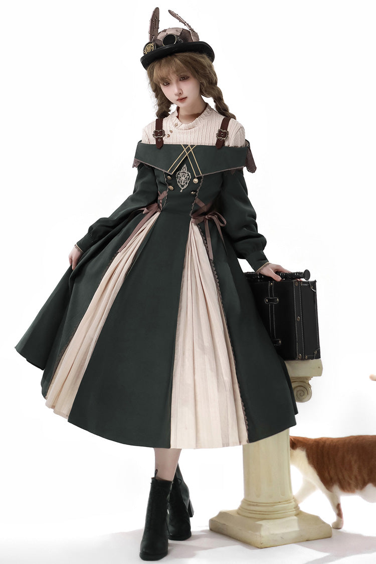 Lolita Dress - Dark Green, Green, Bow Detail, Ruffled, Embroidered - main product image