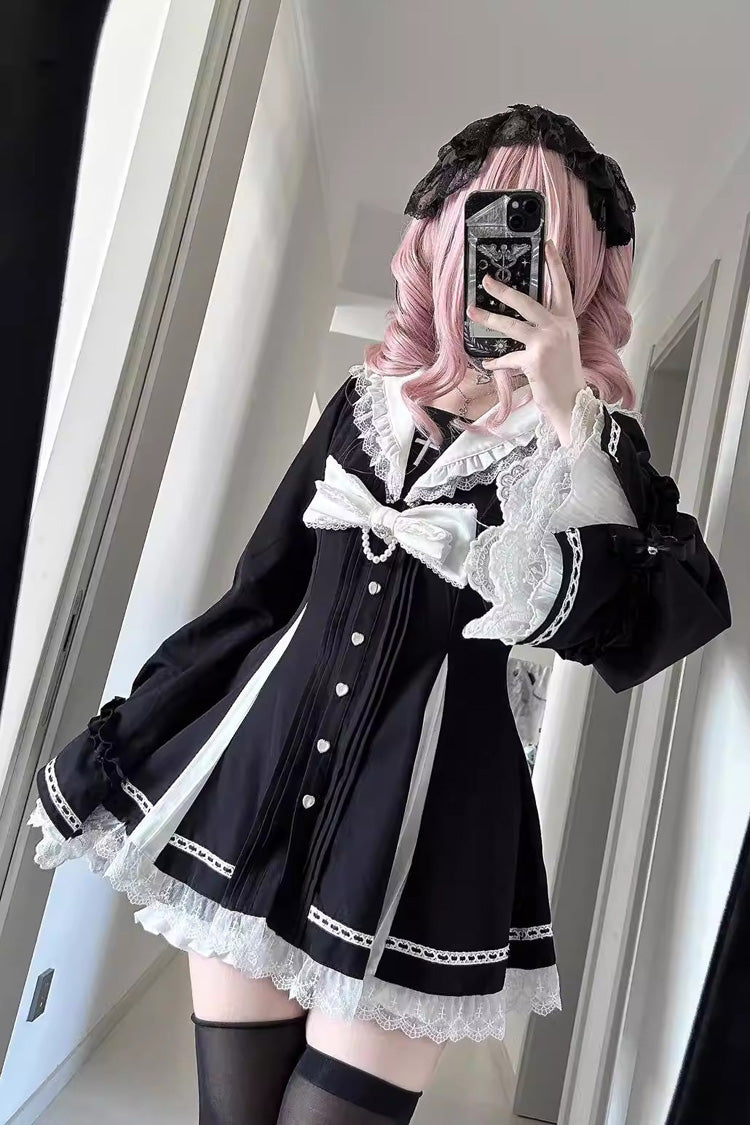 Lolita Dress - Dark Night Prayer, 3 Colors, Square Collar, Striped, Sweet Style - additional product view 5