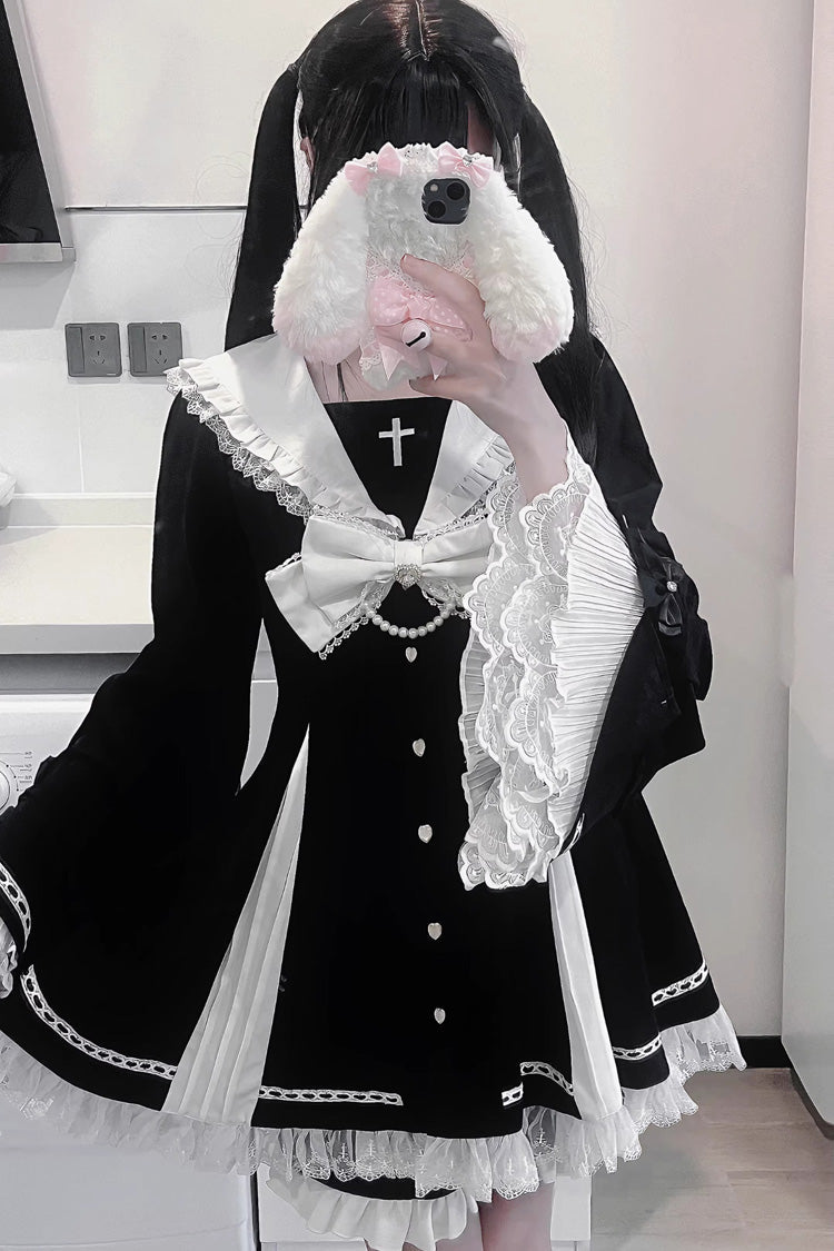 Lolita Dress - Dark Night Prayer, 3 Colors, Square Collar, Striped, Sweet Style - additional product view 7