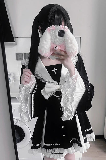 Lolita Dress - Dark Night Prayer, 3 Colors, Square Collar, Striped, Sweet Style - additional product view 8