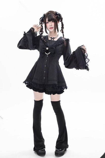 Lolita Dress - Dark Night Prayer, 3 Colors, Square Collar, Striped, Sweet Style - additional product view 10
