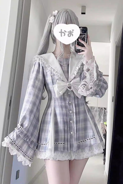 Lolita Dress - Dark Night Prayer, 3 Colors, Square Collar, Striped, Sweet Style - additional product view 16