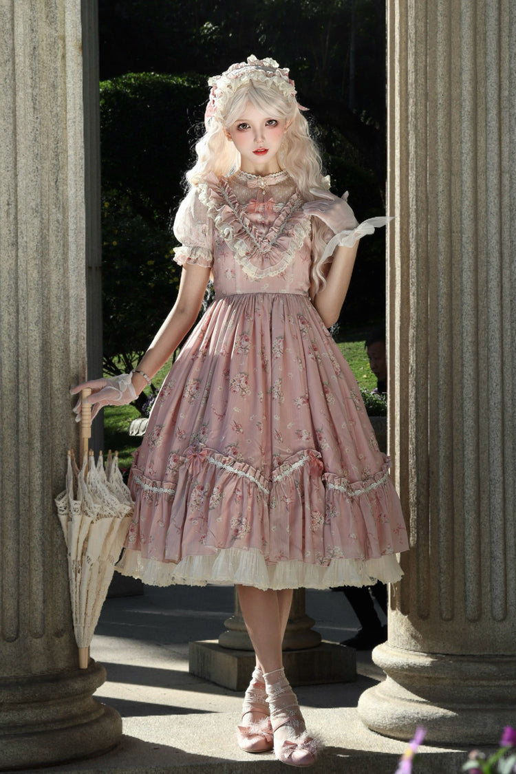 Lolita Dress - Daydream Rose, 3 Colors, Sweet Style, Bow Detail, Lace Trim - main product image