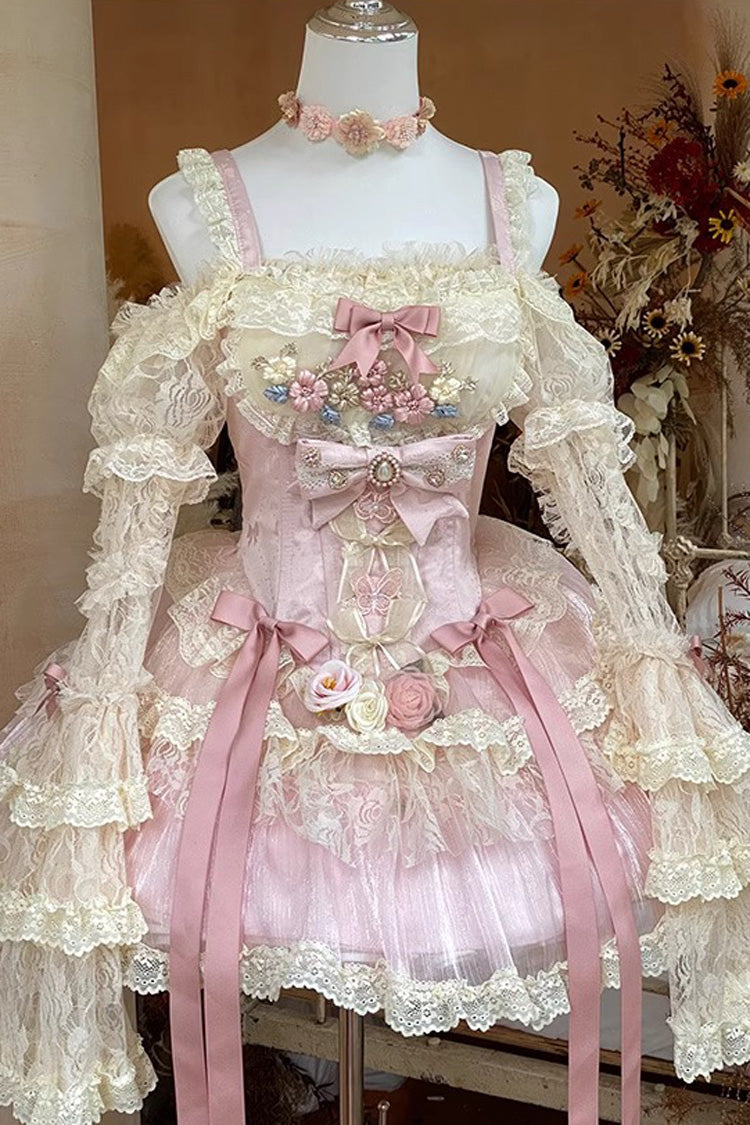 Lolita Dress - Delicate, Pink, Lace Trim, Sweet Style, Bow Detail - additional product view 2