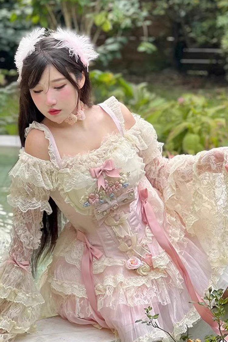 Lolita Dress - Delicate, Pink, Lace Trim, Sweet Style, Bow Detail - additional product view 5