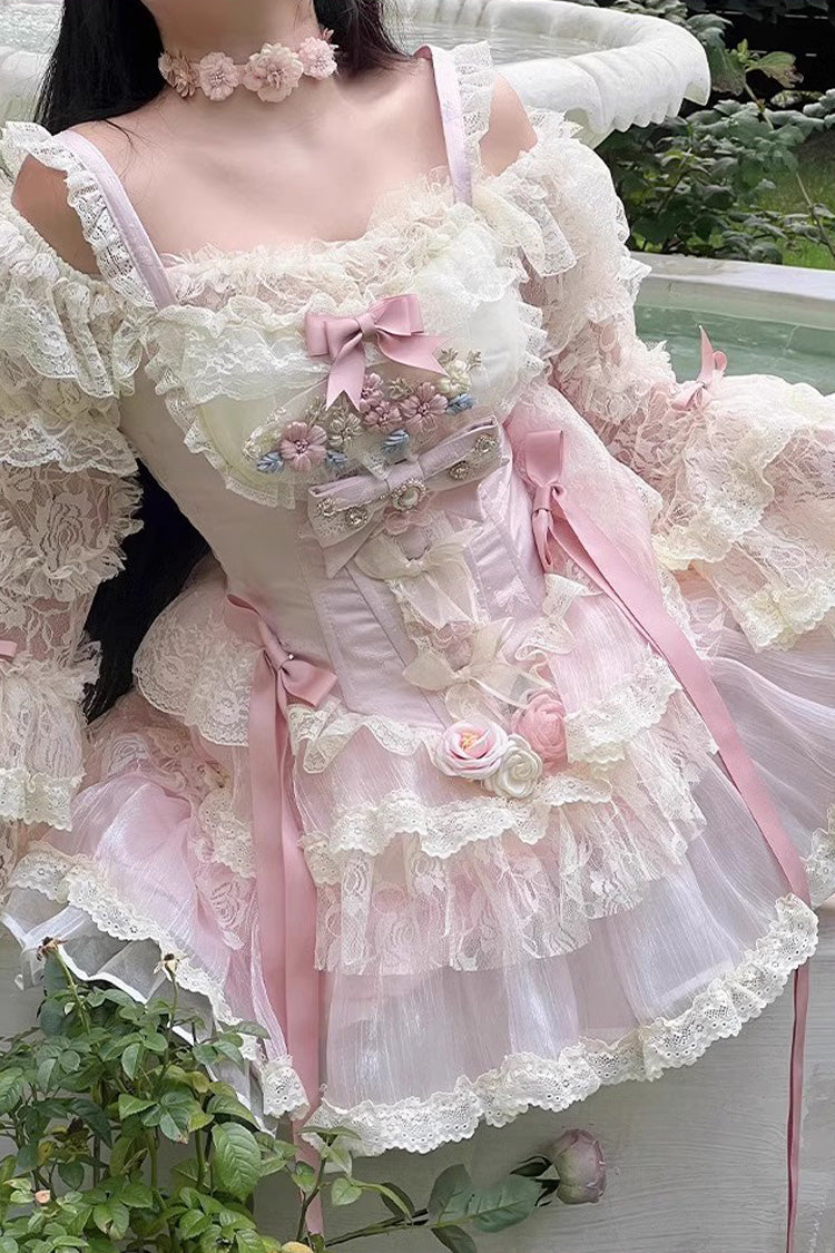 Lolita Dress - Delicate, Pink, Lace Trim, Sweet Style, Bow Detail - additional product view 6