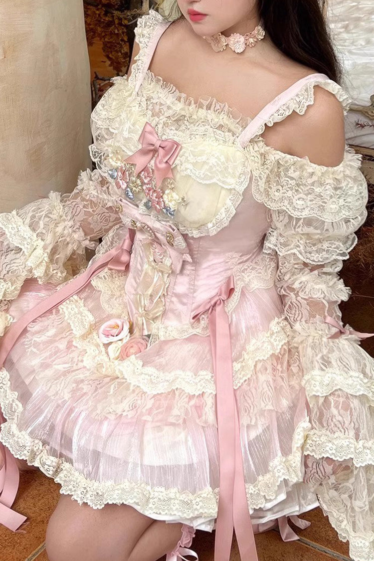 Lolita Dress - Delicate, Pink, Lace Trim, Sweet Style, Bow Detail - additional product view 7