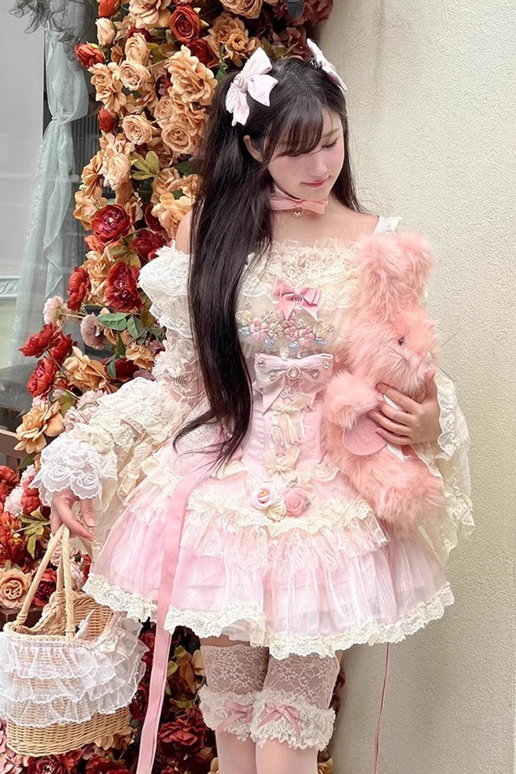 Lolita Dress - Delicate, Pink, Lace Trim, Sweet Style, Bow Detail - additional product view 8