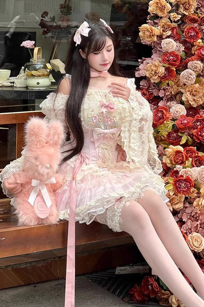 Lolita Dress - Delicate, Pink, Lace Trim, Sweet Style, Bow Detail - additional product view 9