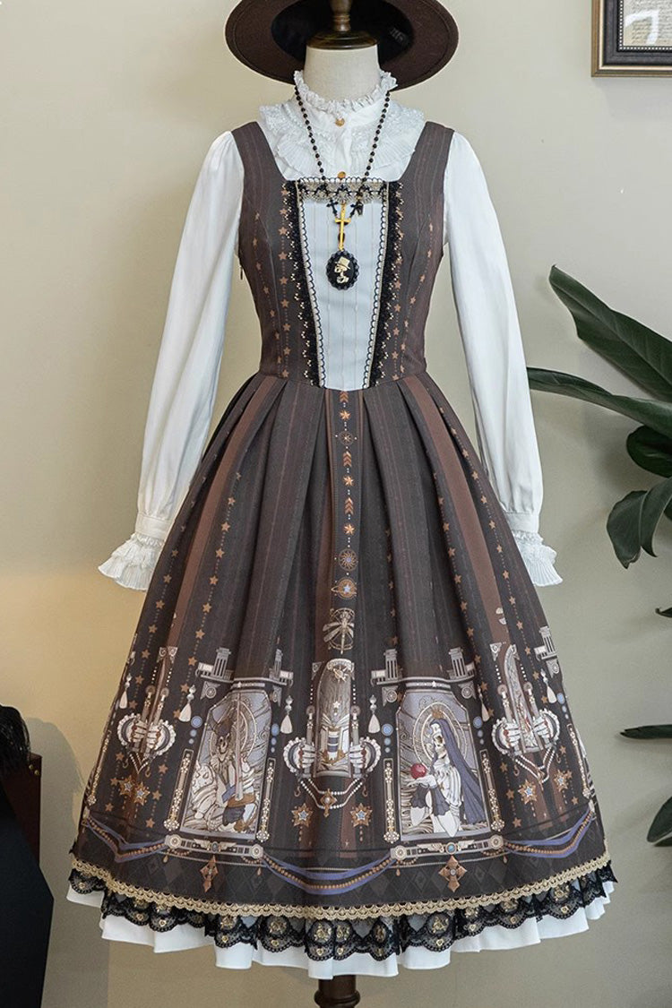 Lolita Dress - Demon Hunting Notes Print, 2 Colors, Cross Detail, Sweet Style, Ruffled - additional product view 3