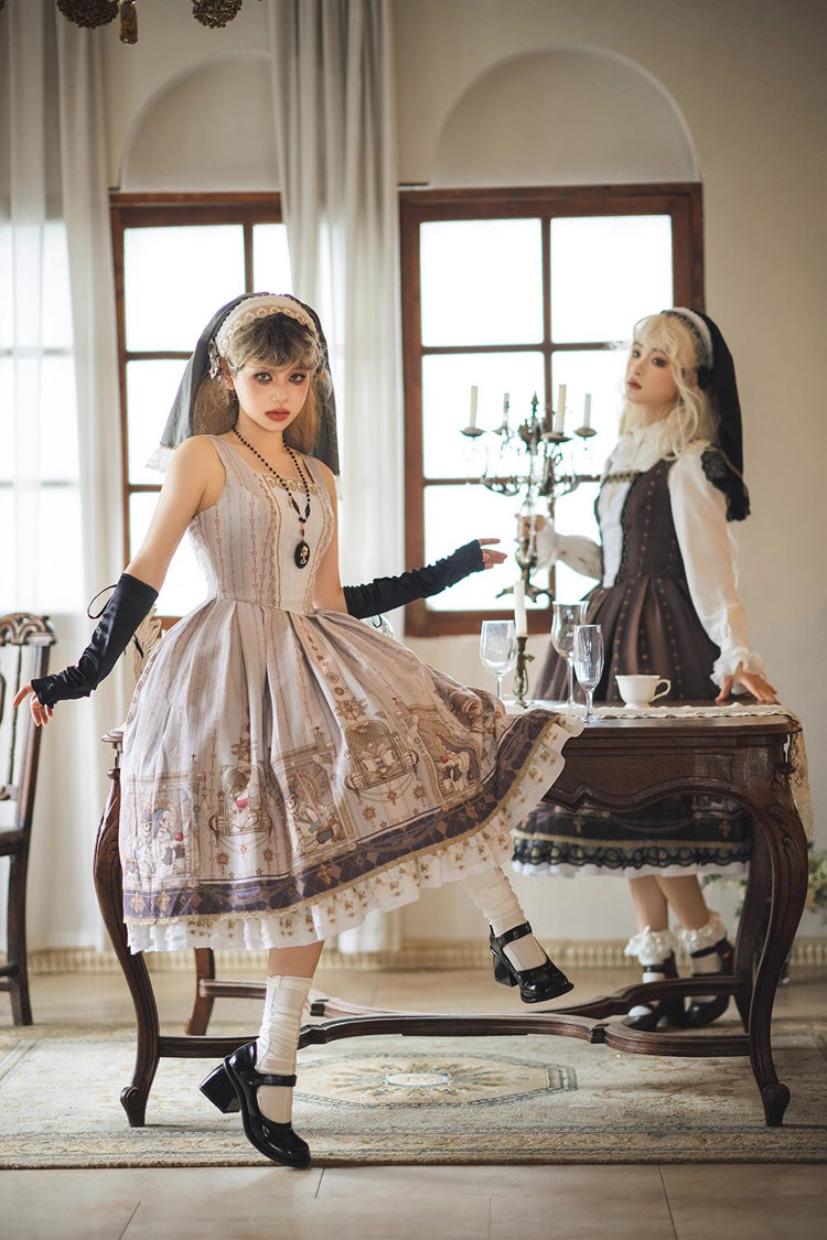 Lolita Dress - Demon Hunting Notes Print, 2 Colors, Cross Detail, Sweet Style, Ruffled - additional product view 9