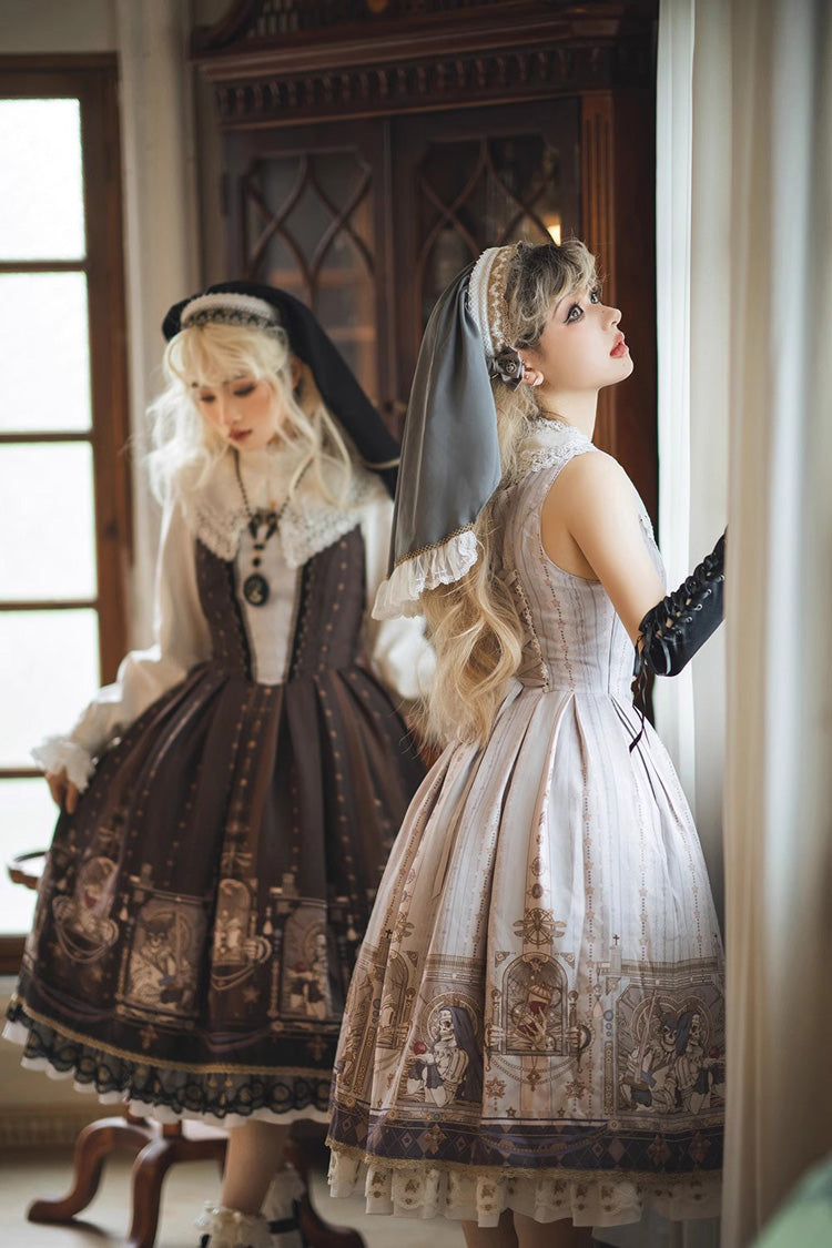 Lolita Dress - Demon Hunting Notes Print, 2 Colors, Cross Detail, Sweet Style, Ruffled - additional product view 15