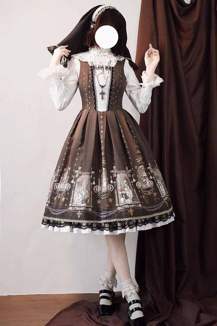 Lolita Dress - Demon Hunting Notes Print, 2 Colors, Cross Detail, Sweet Style, Ruffled - additional product view 18
