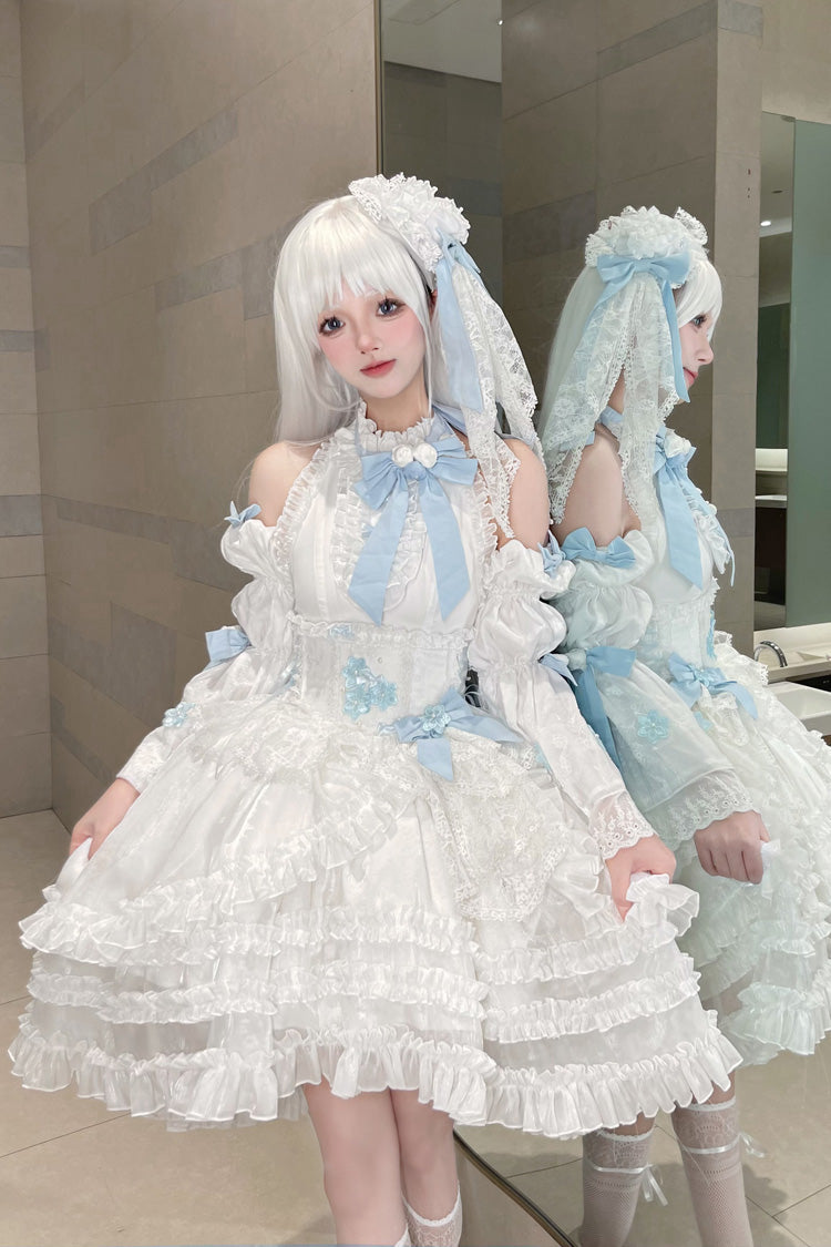 Lolita Dress - Detachable, White, Detachable Detail, Lace Trim, Ruffled - additional product view 3