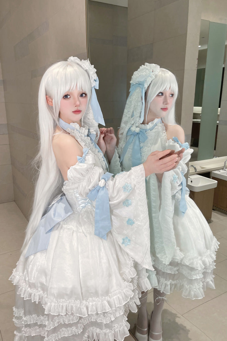 Lolita Dress - Detachable, White, Detachable Detail, Lace Trim, Ruffled - additional product view 5