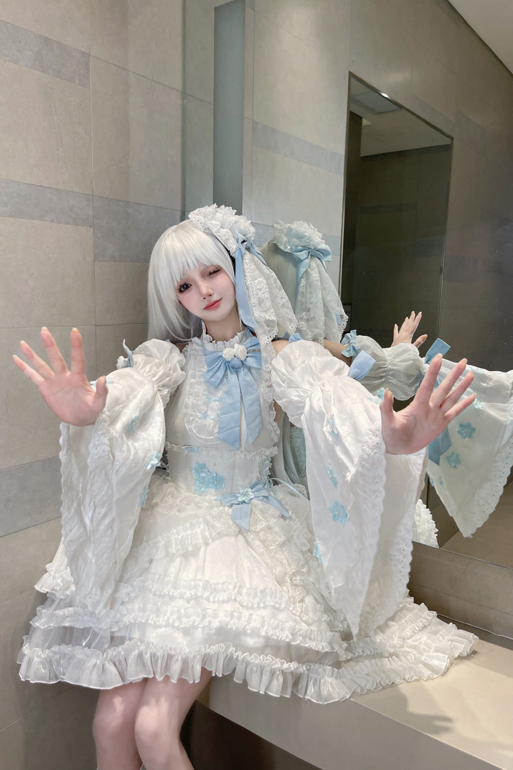 Lolita Dress - Detachable, White, Detachable Detail, Lace Trim, Ruffled - additional product view 6