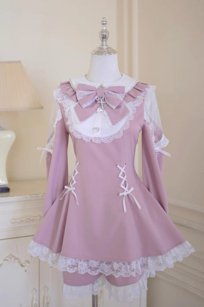 Lolita Dress - Divine Love, 2 Colors, Bow Detail, Lace Trim, Lace-Up - additional product view 3