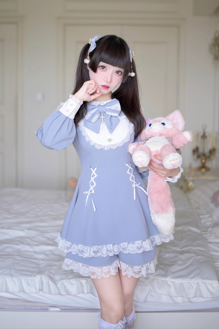 Lolita Dress - Divine Love, 2 Colors, Long Sleeves, Sweet Style, Bow Detail - additional product view 2