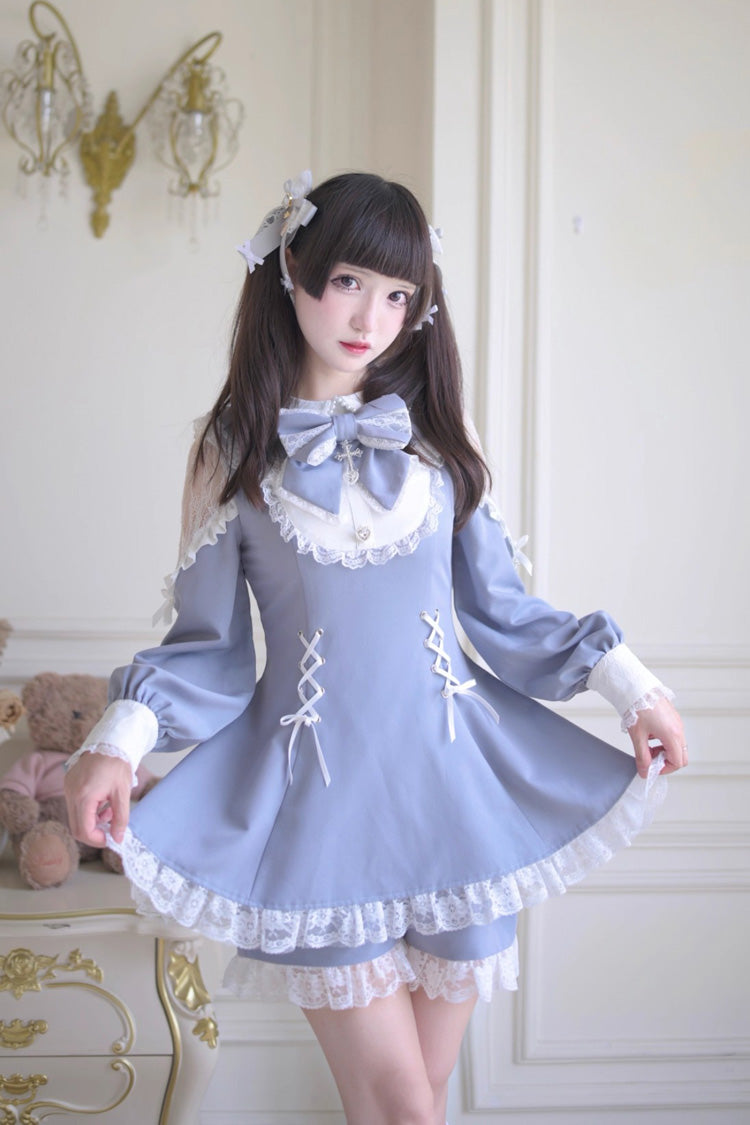 Lolita Dress - Divine Love, 2 Colors, Long Sleeves, Sweet Style, Bow Detail - additional product view 4