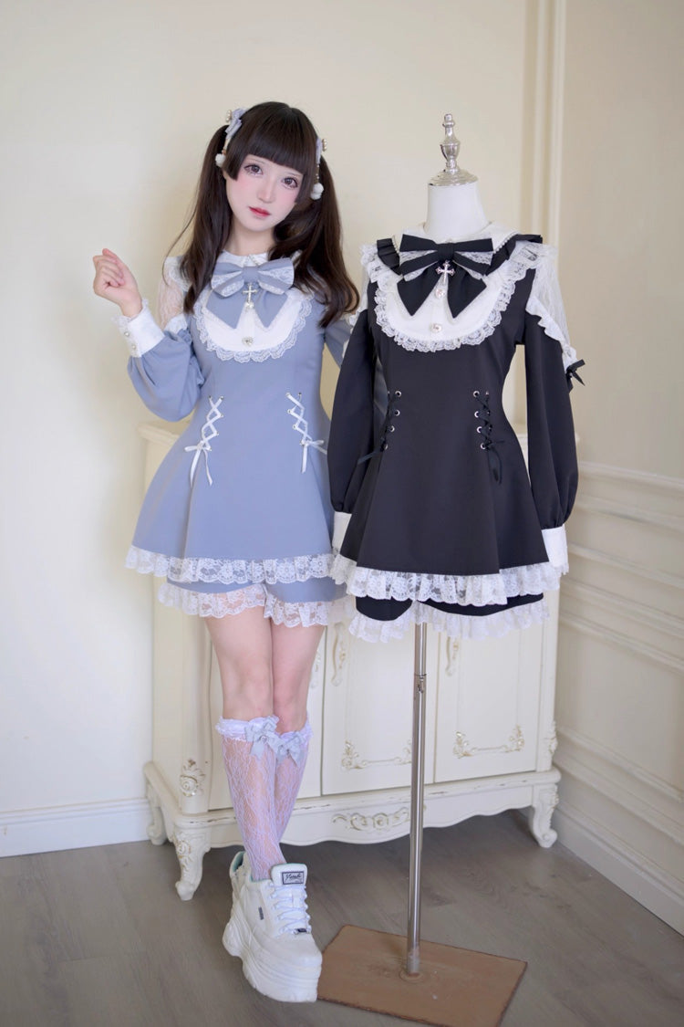 Lolita Dress - Divine Love, 2 Colors, Long Sleeves, Sweet Style, Bow Detail - additional product view 6
