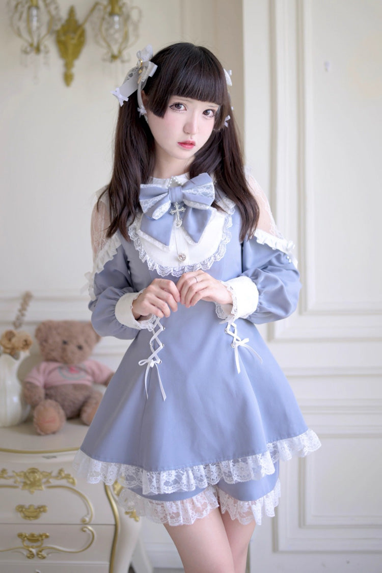 Lolita Dress - Divine Love, 2 Colors, Long Sleeves, Sweet Style, Bow Detail - main product image