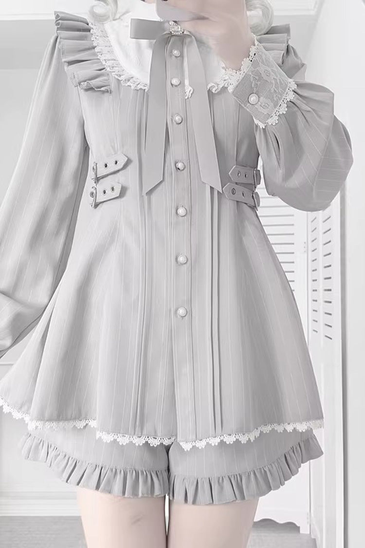 Lolita Dress - Doll Collar, Gray, Long Sleeves, Sweet Style, Ruffled - additional product view 6