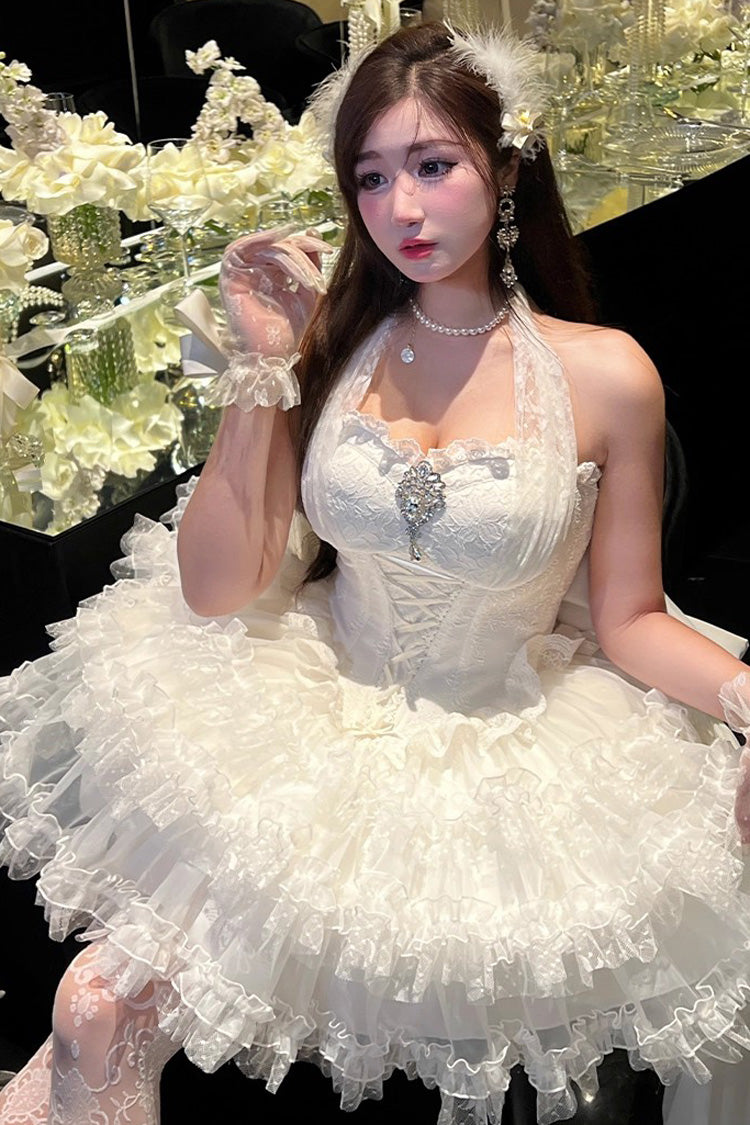 Lolita Dress - Dream, White, Ruffled, Layered, Lace-Up - Lolita Coordinate Dress - additional product view 2